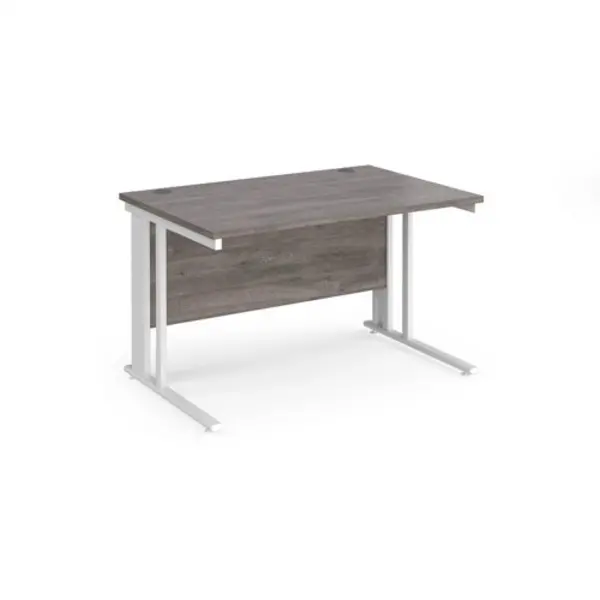 Image of Maestro 25 straight desk 1200mm x 800mm - white cable managed leg frame, grey oak top