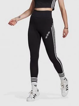 image of adidas Originals Split Trefoil High Waisted Leggings - Black, Size 12, Women