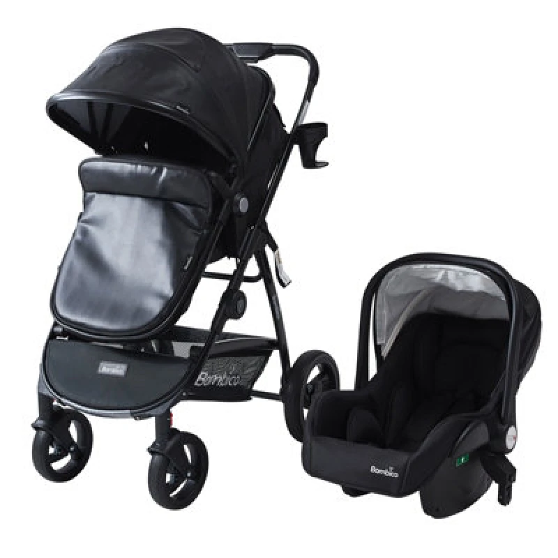 Image of Groundlevel 3 in 1 Deluxe Pushchair Stroller in Jet Black Jet Black Unisex