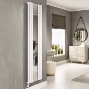 Image of White Electric Vertical Designer Radiator 1.2kW with Mirror and WiFi Thermostat - H1800xW500mm - IPX4 Bathroom Safe