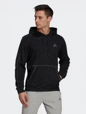 Image of adidas Essentials Melange Embroidered Small Logo Hoodie, Black, Size 2XL, Men