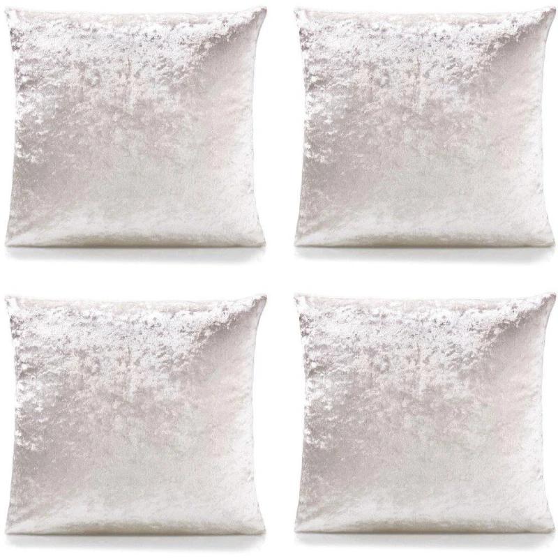 Image of Alan Symonds Plain Crushed Velvet Cushion Set of 4 Cream unisex 45x45cm