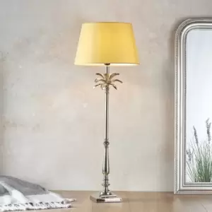 image of Evie Table Lamp Polished Nickel Plate & Yellow Cotton 1 Light IP20 - E27