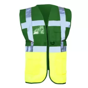 Image of Yoko Hi-Vis Premium Executive/Manager Waistcoat / Jacket (Pack of 2) (2XL) (Green/Hi Vis Yellow)