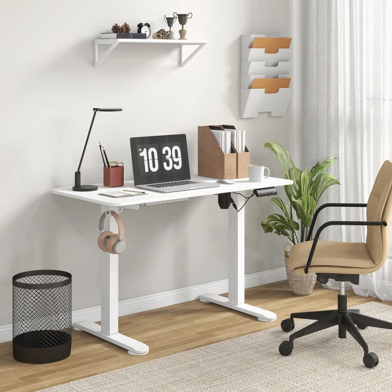 Image of Vinsetto Adjustable Desk, Electric Standing Desk - White 838-427V70WT