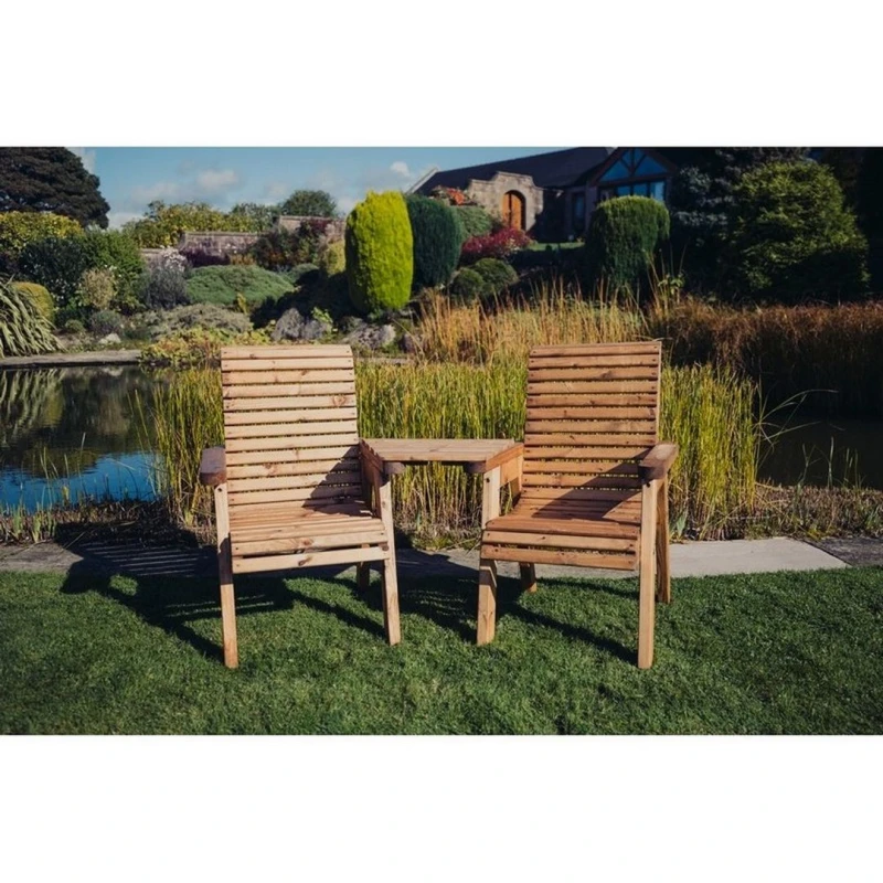 Image of Churnet Valley Garden Furniture Ltd Valley Love Seat Angled - Timber - Flat Pack - Partially Assembled in Brown Brown Unisex