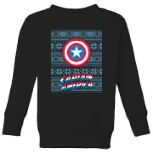 Image of Marvel Captain America Kids Christmas Sweatshirt - Black - 11-12 Years