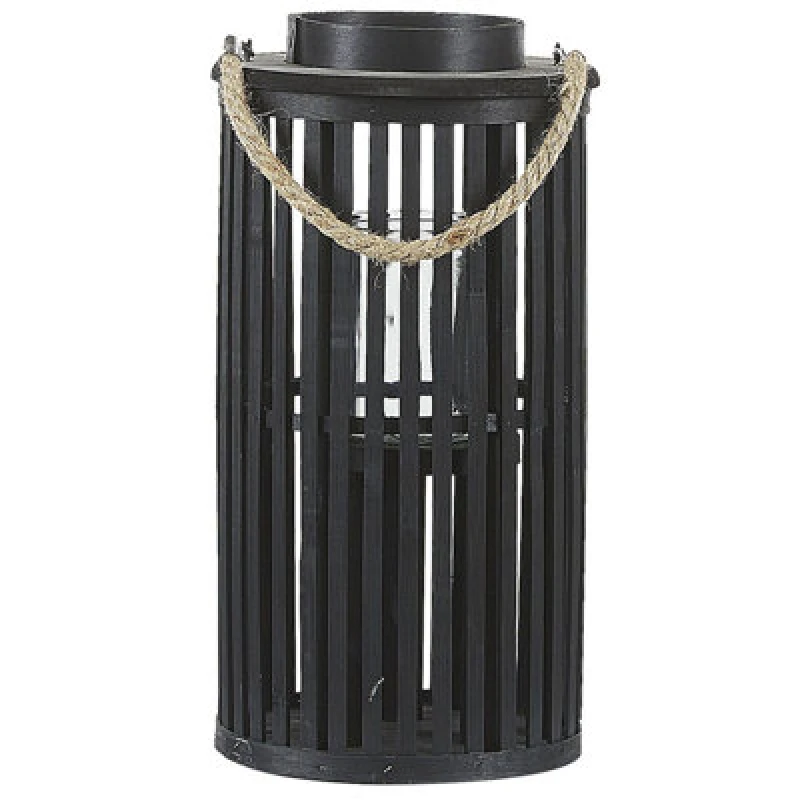 Image of Beliani Lantern Luzon Willow Wood 40 Cm Black