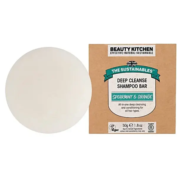 image of Beauty Kitchen The Sustainable Deep Cleanse Spearmint & Orange Shampoo Bar 50g