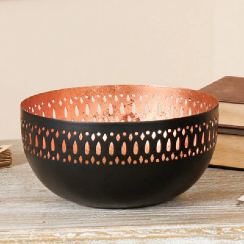 Image of Dibor Decorative Laser Cut Centrepiece Tea Light Candle Holder Bowl in Black Unisex
