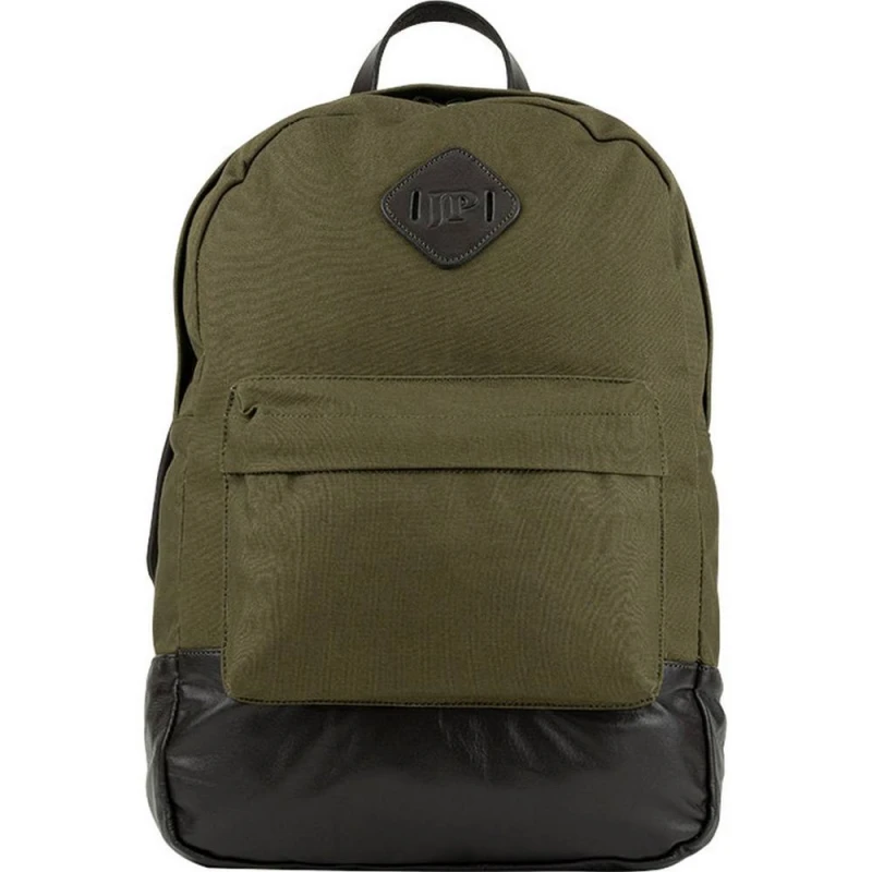 Image of Jack Pyke Mens Canvas Leather Trim Backpack in Green Green Male