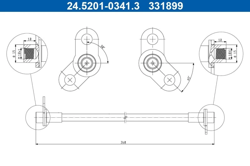 Image of ATE 24.5201-0341.3 Brake Hose Brake Hose (83)