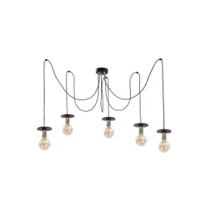 Saturn Cluster Pendant Ceiling Light Black, 5x E27