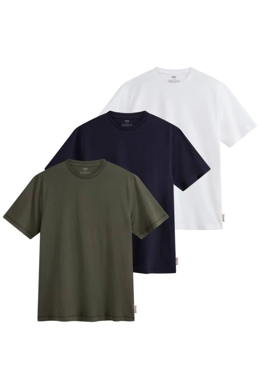 Image of Hunter 3 Pack Crew Neck T-Shirts Mens Whit/Kmbl/N Sky male Small