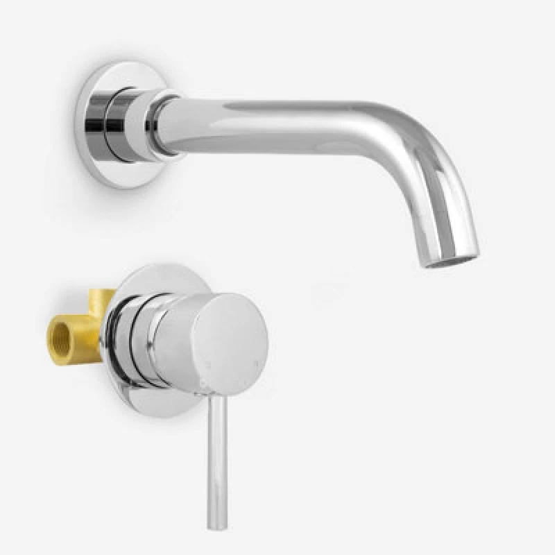 Image of Nes Home Remy Wall Mounted Basin Mixer Tap & Concealed Valve Hot And Cold Mixer Chrome Silver