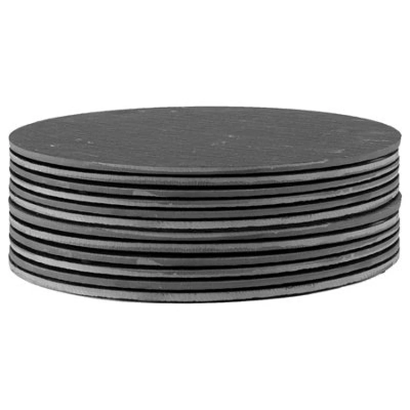 Image of Argon Tableware Linea Round Slate Placemats - 30cm - 12x Large Natural Black Stone Dining Table Dinner Serving Board Platter Place Mats Sets Black Uni