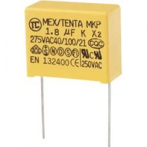 image of MKP X2 suppression capacitor Radial lead 1.8 uF 275 V AC 10 27.5mm L x W x H 32 x 14 x 25mm MKP X2