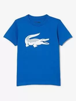 Image of Lacoste Boys Croc Large Logo T-Shirt - Marine Blue, Marine Blue, Size 2 Years