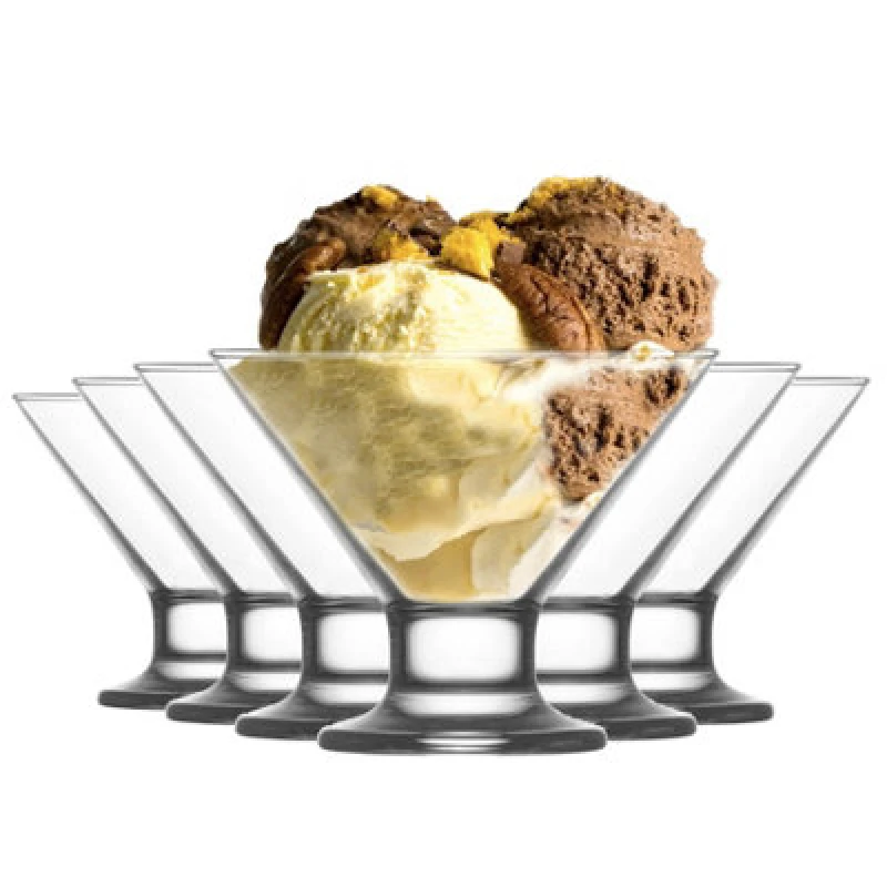 Image of LAV Crema Glass Ice Cream Bowls 11cm Pack of 6 Clear unisex