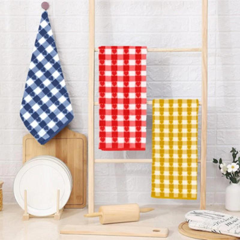 Image of Velosso Jacquard Hearts Pattern Easy Care Tea Towels, Pack Of 3