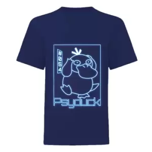 Image of Pokemon Boys Psyduck Neon T-Shirt (5-6 Years) (Navy)