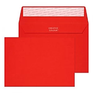 Image of Creative Bright Coloured Envelopes C6 Peel & Seal 114 x 162mm Plain 120 gsm Pillar Box Red Pack of 500
