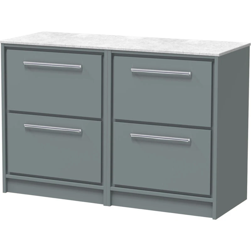 Image of Balterley 1200mm Floor Standing 4-Drawer Vanity & Marble Worktop - Coastal Grey Grey Unisex