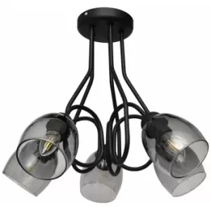 image of Helam Marietta Multi Arm Semi Flush Ceiling Light Black, Smokey 50cm