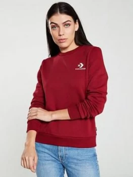 Converse Star Chevron Emb Crew - Red , Red, Size S, Women