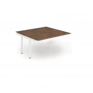 image of B2B Ext Kit White Frame Bench Desk 1200 Walnut