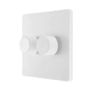 Image of BG Evolve Pearl White Trailing Edge LED 200W Double Dimmer Switch 2-Way Push On/Off - PCDCL82W