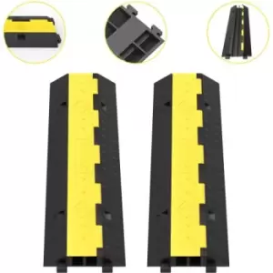 Image of VEVOR Cable Protector Ramp, 2 Packs 2 Channels Speed Bump Hump, Rubber Modular Speed Bump Rated 11000 LBS Load Capacity, Protective Wire Cord Ramp Dri