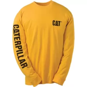 image of Caterpillar Mens Trademark Banner Long Sleeve T-Shirt Yellow 3XL