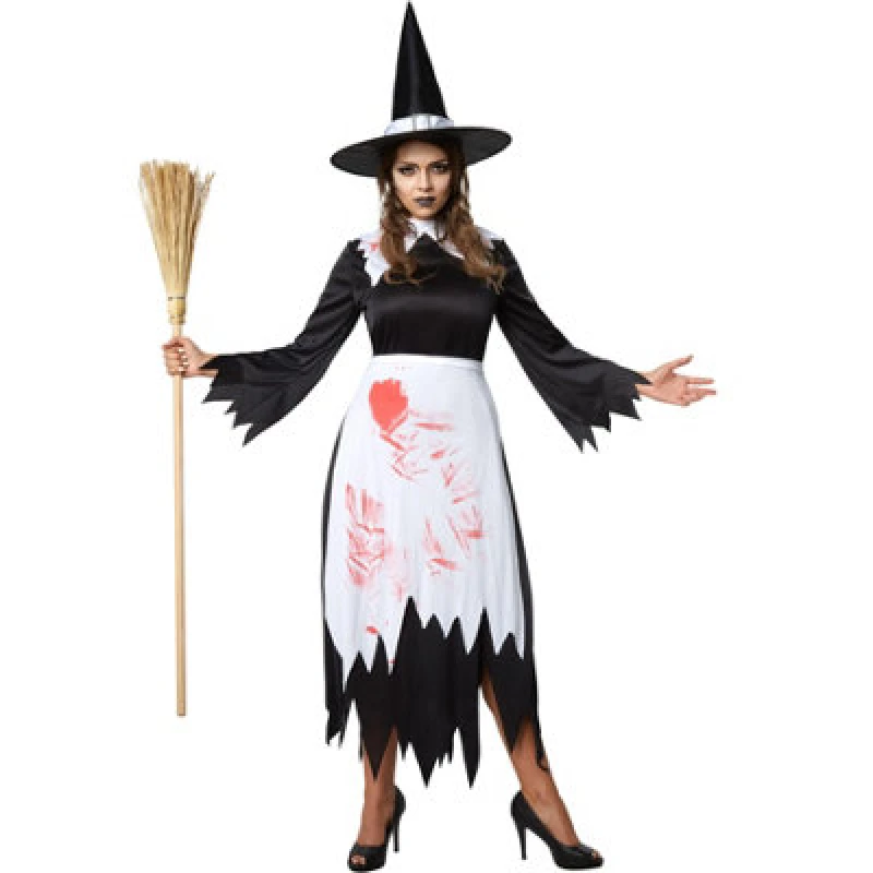 Image of Tectake Scary Witch - Halloween Fancy Dress Costume For Her 302230 - Black/white S
