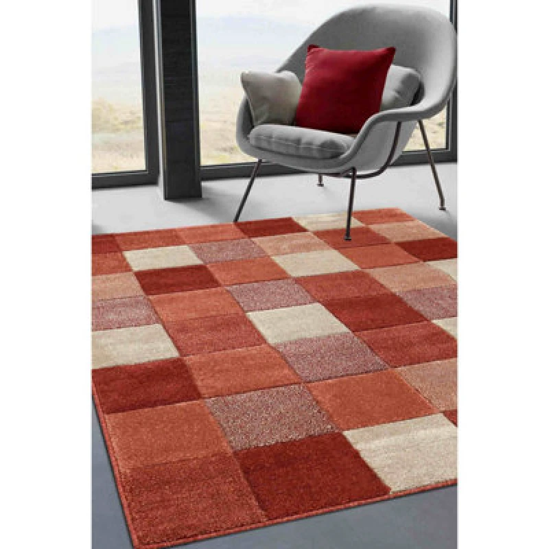 Image of Homemaker Sara Carved Chequerboard Rug RED - Homemaker - Size: 160X230 RED 160X230 WB90111
