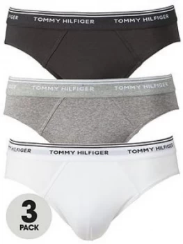 Image of Tommy Hilfiger Mens Briefs (3 Pack), White/Black/Grey, Size L, Men