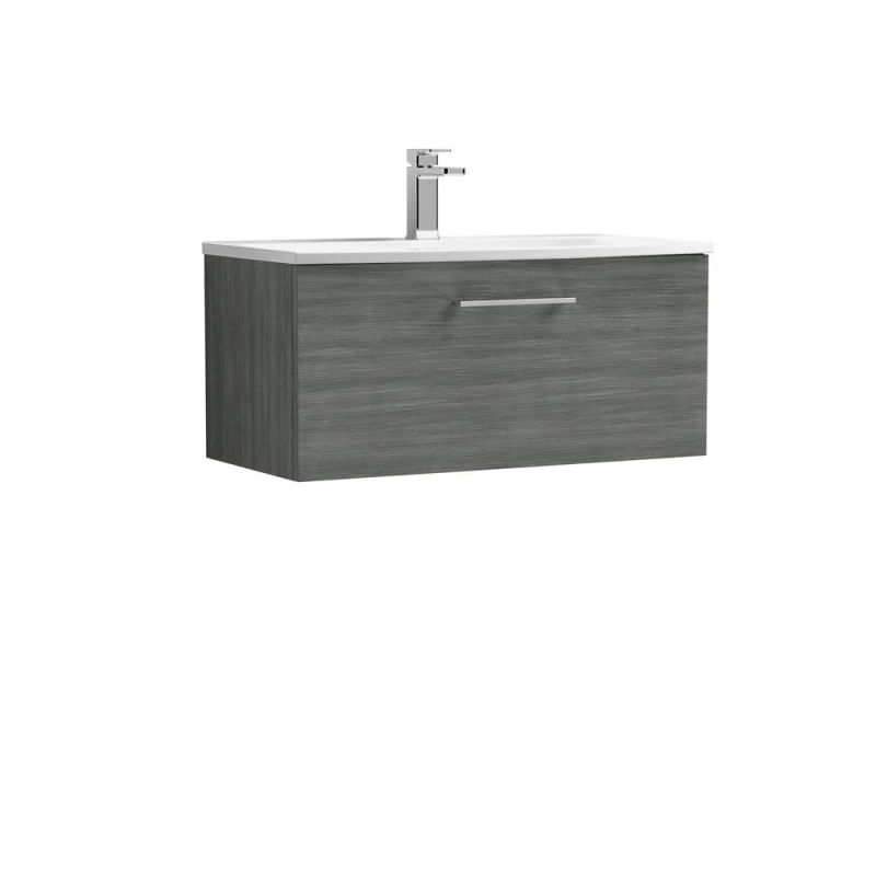 Image of Balterley Bathroom 1 Soft Close Drawer Wall Hung Vanity, Anthracite, 800mm in Grey Grey Unisex