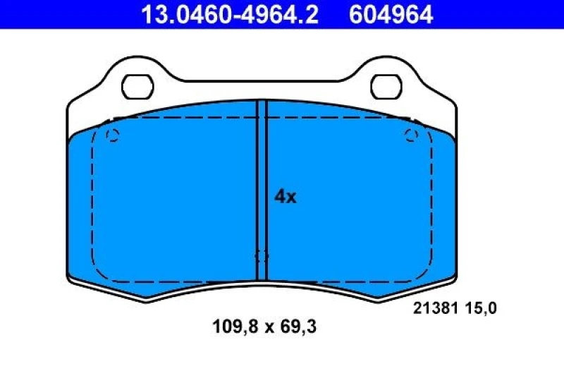 Image of ATE 13.0460-4964.2 Brake pad set excl. wear warning contact Brake Pad Set,disc brake (402)