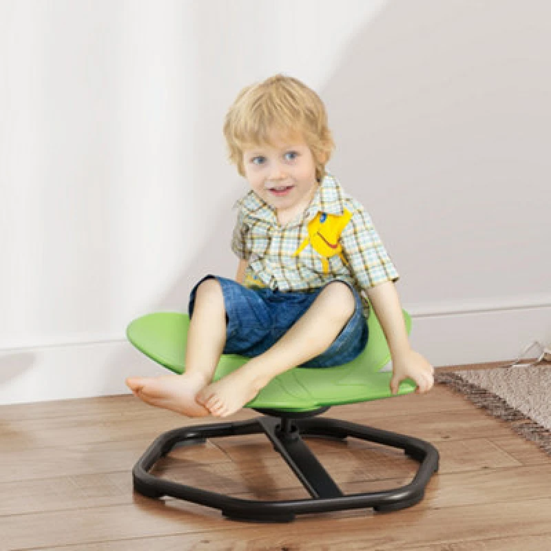 Image of AIYAPLAY Butterfly-Shaped Kids Swivel Chair, Sensory Spinning Chair, Green 331-090V00GN