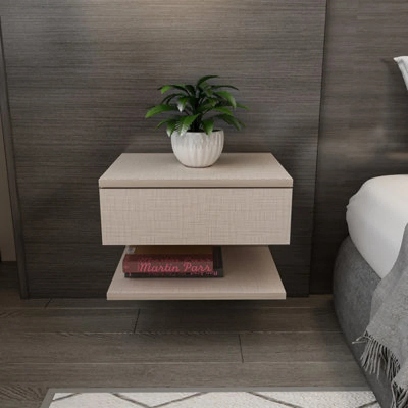 Image of Decorotika Vivid Modern And Minimalist Bedside Table Night Stand Cottonbeige, Cream VVD18NS03