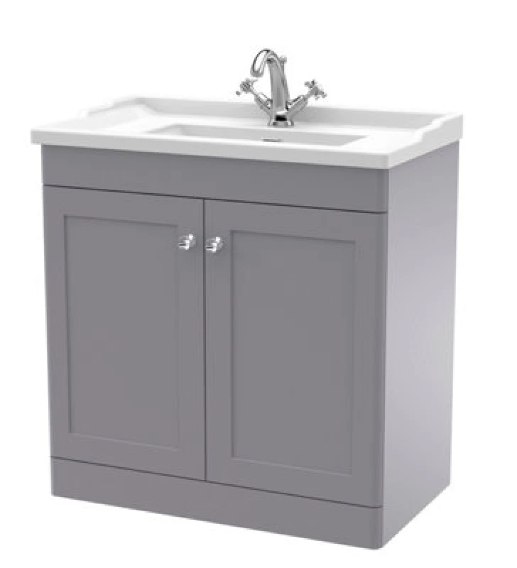Image of nuie 800mm Floor Standing 2 Door Vanity & Basin 1TH - Satin Grey CLC226F