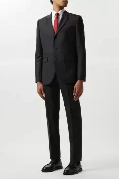 Image of Mens Slim Fit Plain Charcoal Wool Suit Jacket