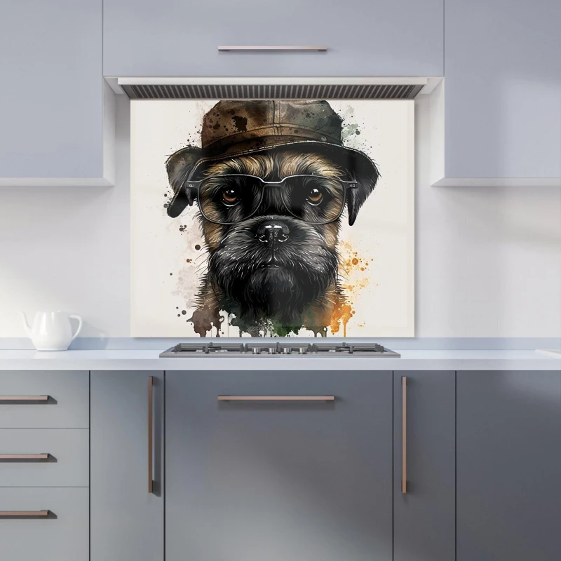 Image of Warren Reed - Designer Border Terrier Dog Kitchen Splashback Size: 600mm x 750mm Multicolor Unisex 600mm x 750mm
