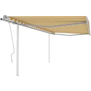 image of Vidaxl - Manual Retractable Awning with Posts 4.5x3.5 m Yellow and White Yellow