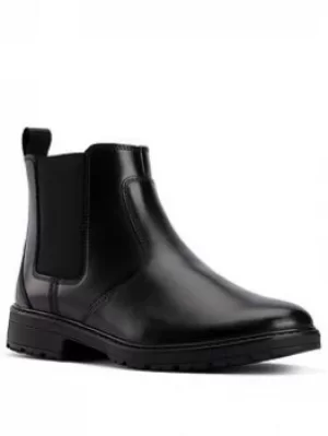 Image of Clarks Clarks Girls Youth Loxham High Ankle Boot School Shoes, Black Leather, Size 4 Older
