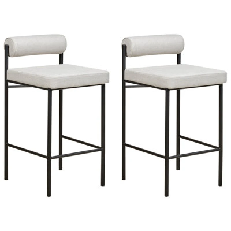 Image of Beliani Set Of 2 Bar Chairs Amaya Light Grey