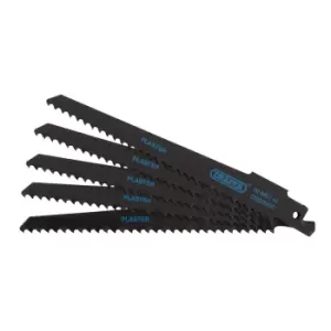 Image of Draper 43426 5pk BiM Reciprocating Saw Blades for Plaster Cutting 150mm 6tpi