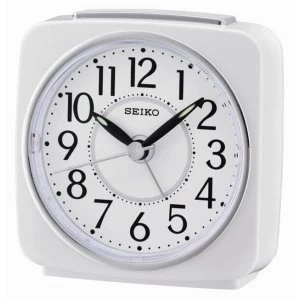 image of Seiko Square Beep Alarm Clock with Snooze - White