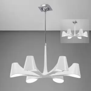 Image of Ora Convertible Telescopic Semi-Ceiling Light 6 Bulbs E27, glossy white / arylic white / polished chrome