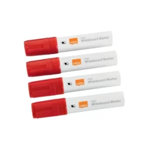 image of Glide Whiteboard Pens Large Chisel Tip 4 Pack Red